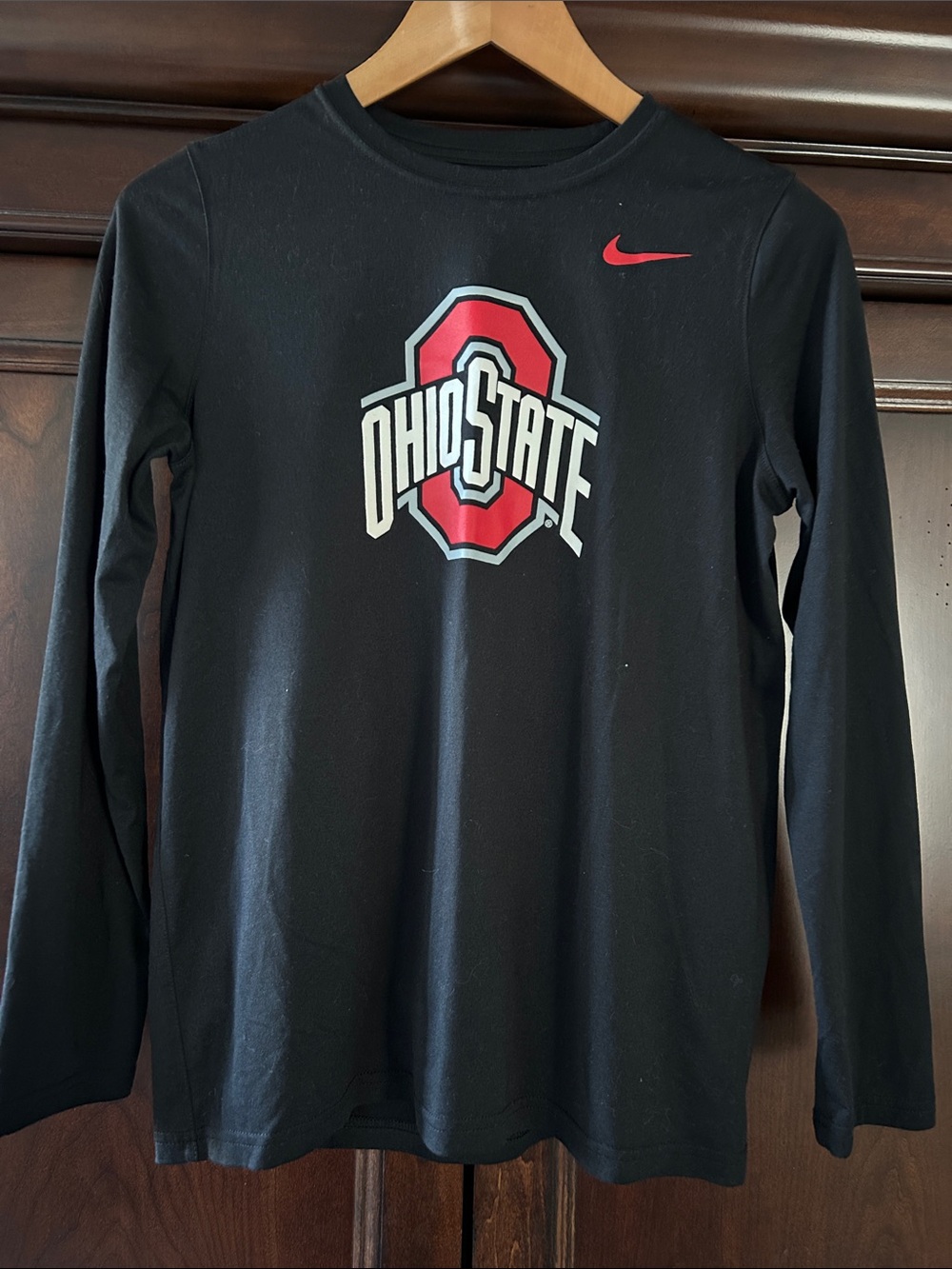 Nike Black Ohio State Long Sleeve Tee with Red Logo